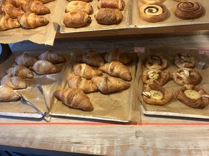 Below: vegan croissants and apple sweets  at Nothaft Cafe in Berlin