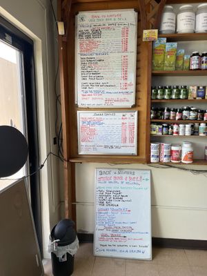 Menu  at Back to Nature in St Croix