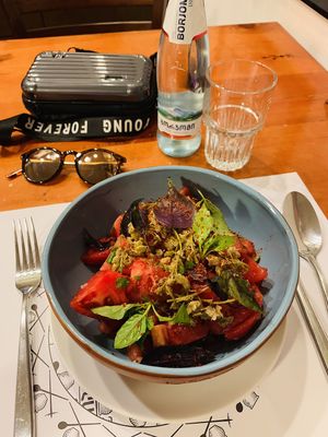Tomato and capers salad at Salobie Bia in Tbilisi