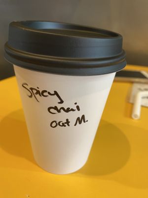 Chai with oat milk at Brewed Awakenings in Williams