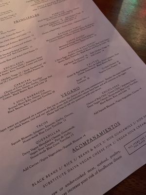 Separate vegan menu! at El Grito Taqueria in Seattle