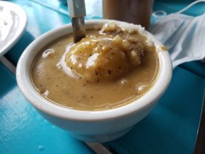 Mash potatoes and gravy at Counter Culture in Austin