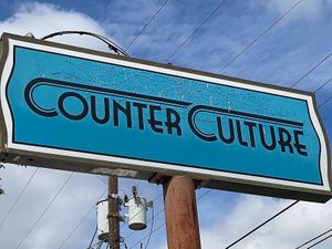 Exterior sign at Counter Culture in Austin