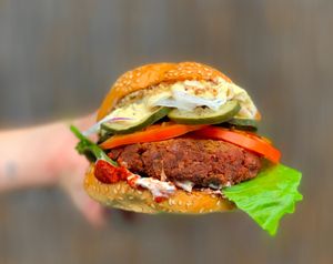 Shiitake Beet Walnut Burger. at Counter Culture in Austin