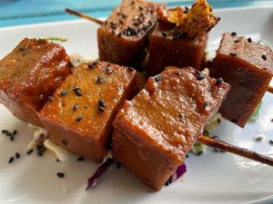 korean BBQ skewers- tasty  at Counter Culture in Austin