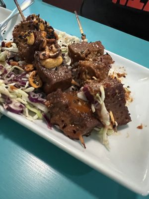 Asian BBQ Seitan skewers  at Counter Culture in Austin