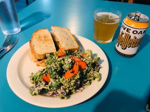 Reuben, Kale Salad and a HefeWeizen...perfect combo! at Counter Culture in Austin