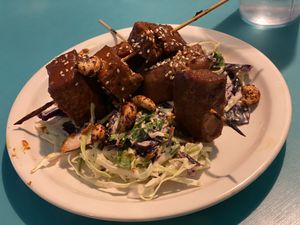 Asian BBQ seitan skewers  at Counter Culture in Austin