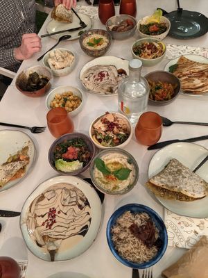 several mezze plates at Beiruti in Ghent