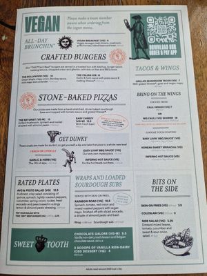 Menu as at 28/07/24 at The Salutation in Tynemouth