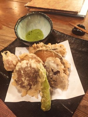 Tempura with matcha salt at Gonpachi - Nishiazabu in Tokyo