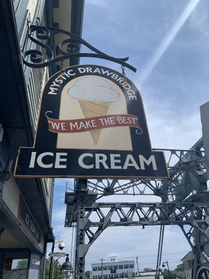 Classic sign at Mystic Drawbridge Ice Cream in Mystic