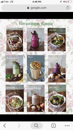 Fresh Juice, Nutrisunist Smoothies, Homemade Veggie/ Vegan Sandwiches.For winter: Hot Smoothies,  Hot Chocolates, Soups, Cafe and Great herbal teas.  at Limoo Juice in Montreal