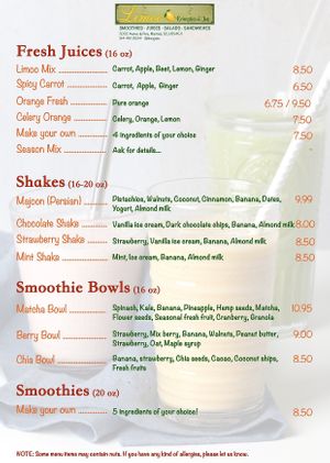 Fresh Juices & Shakes at Limoo Juice in Montreal