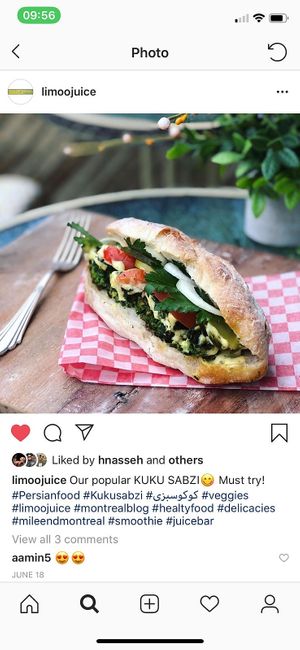 Persian Kuku Sansi ( Vegetarian )  at Limoo Juice in Montreal