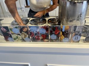 Vegan flavor options. Watermelon, lemon, orange, forest fruits, raspberry, orange, mango and dark chocolate  at Aroma in Hvar