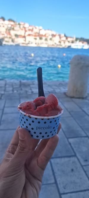 Strawberry with mint ice cream at Aroma in Hvar