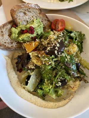  Bulgur wheat, roast veg and humus salad    at Ivy and Bros in Amsterdam