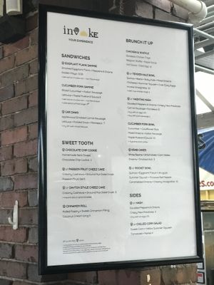 Menu at Invoke in Dayton