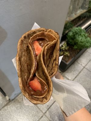 Chocolate strawberry crepe  at Navarino Creperie in Thessaloniki