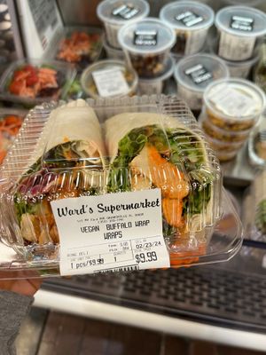 Vegan Buffalo wrap-lots of vegan take out options at Ward's in Gainesville