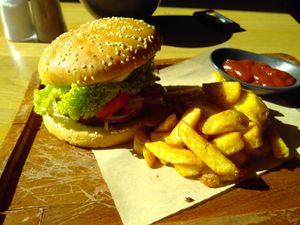 Vegan classic burger at Kitchen Hub in Innsbruck