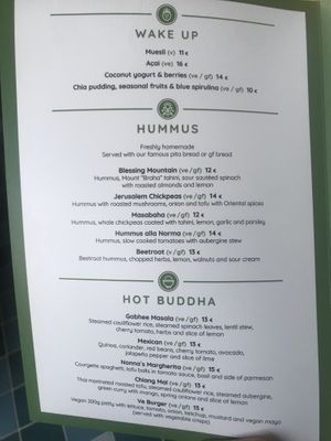 Menu first page at Ve Cafe in Ibiza