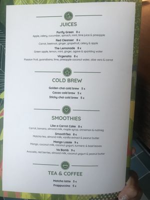 Menu third page at Ve Cafe in Ibiza