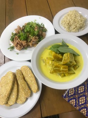 Pumpkin curry, jackfruit and tempeh  at Vegan Kon Cook - Reach in Phuket