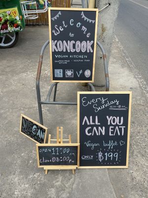 Out front at Vegan Kon Cook - Reach in Phuket