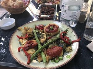 Main course: vegan assiette  at La Fougassine in Saint-maximin-la-sainte-baume