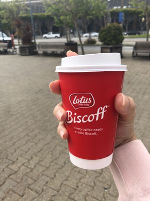 Biscoff cookie butter latte  at Biscoff Coffee Corner in San Francisco