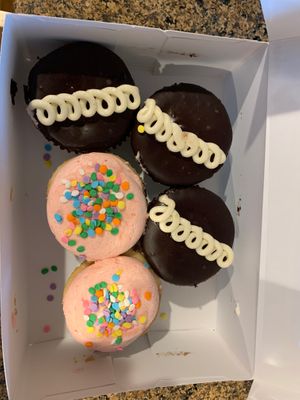 Vanilla and hostess vegan cupcakes so cute and yum!!  at Ramona Susan's Bake Shop in Philadelphia