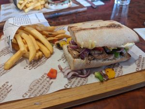 Vegetable melt with fries at Charnallies in Clacton-on-sea