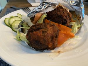 Veggie and falafel pita wrap at Stockhome in Petaluma