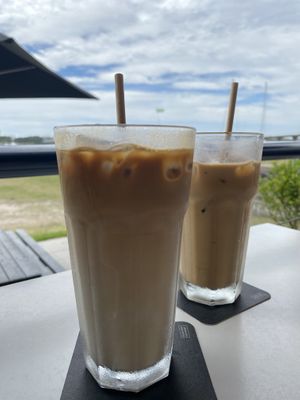 Iced latte at The Deck in Forster