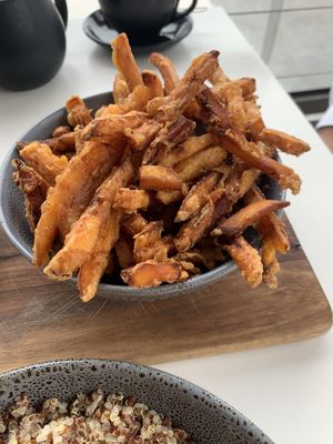 Sweet potato fries with vegan mayonnaise  at The Deck in Forster