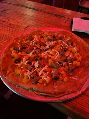 Raw dough stuck on metal    at Café León in Bogota