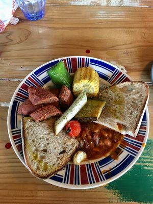Vegan brunch plate  at Dark Arts Coffee in Hayama