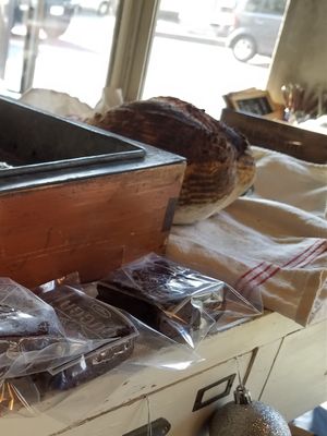 sourdough bread and Gugga vegan brownies at Dark Arts Coffee in Hayama
