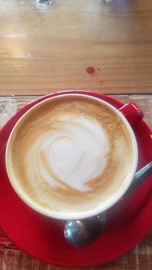 Almond milk latte  at Dark Arts Coffee in Hayama