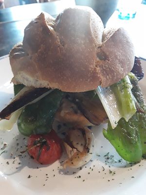 Vegan panini at Dark Arts Coffee in Hayama