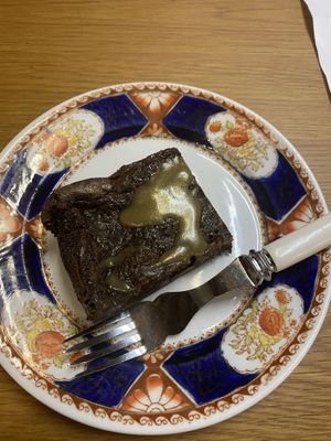 Vegan salted caramel brownie :D at Cantina in Penryn