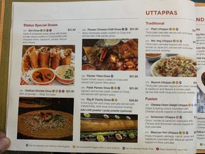 South Indian vegetarian Menu   at Status in Auckland