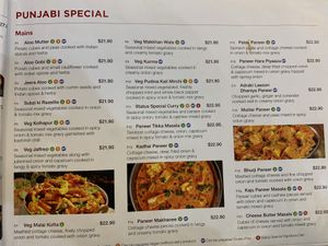 North Indian/ Punjabi vegetarian Menu   at Status in Auckland