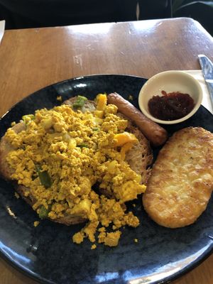 Breakfast scrambled tofu at 1Two1 Vegan Café in Springwood