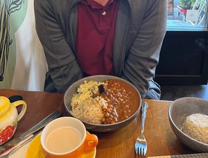 Chickpea curry and rice. Yum!  at 1Two1 Vegan Café in Springwood