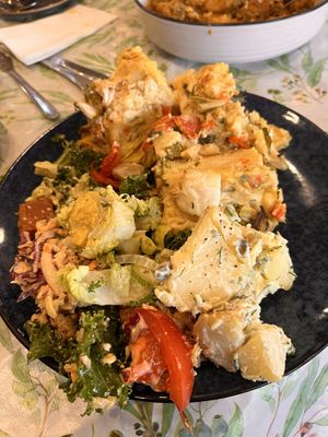Pasta bake and salads   at 1Two1 Vegan Café in Springwood