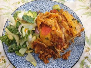 Lasagne w/ceaser salad $22.50  at 1Two1 Vegan Café in Springwood