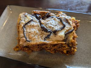 Moussaka at 1Two1 Vegan Café in Springwood